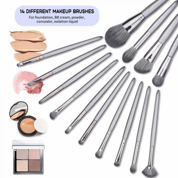 Wholesale Customized Portable Multifuntional14 Pieces Makeup Foundation Flat Round Brushes Set On Face Eyes For Beauty