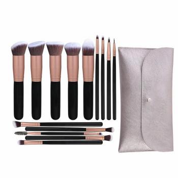 New Product 14 pcs Rose Gold Cosmetic Make up Brush Kit Private Label High Quality Makeup Brushes with Brush Holder