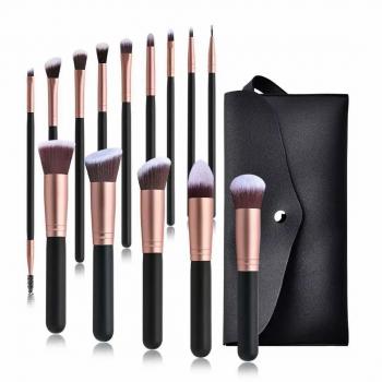 New Product 14 pcs Rose Gold Cosmetic Make up Brush Kit Private Label High Quality Makeup Brushes with Brush Holder