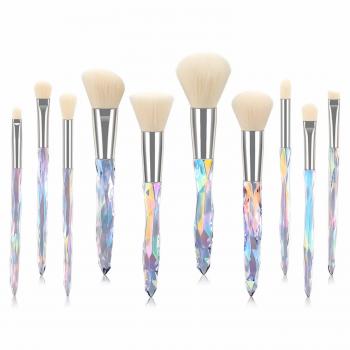 Wholesale 10pcs Nylon Hair Make Up Brush Sets Transparent Diamond Glitter Bling Crystal Handle Makeup Brush