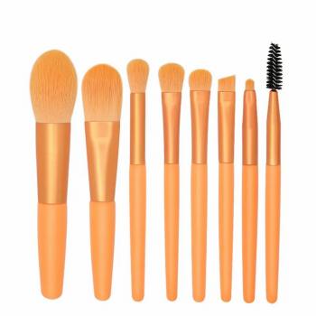 New 8pcs Mini makeup brushes with matte wooden handle portable soft hair makeup brush set beauty tools