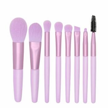 New 8pcs Mini makeup brushes with matte wooden handle portable soft hair makeup brush set beauty tools