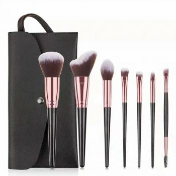New Product Wholesale 7pcs Man Made Fibers Brush Makeup Set 7pcs Plastic Handle Makeup Brush Set
