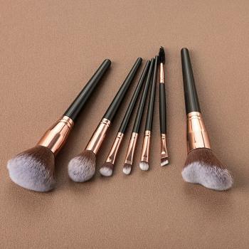 New Product Wholesale 7pcs Man Made Fibers Brush Makeup Set 7pcs Plastic Handle Makeup Brush Set