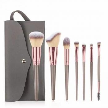 New Product Wholesale 7pcs Man Made Fibers Brush Makeup Set 7pcs Plastic Handle Makeup Brush Set