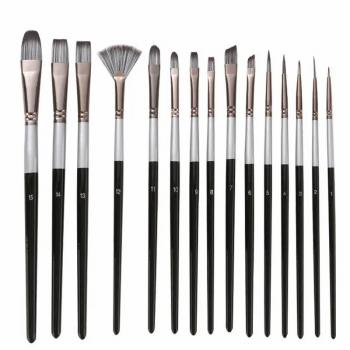 New Product 15 Pcs Set Painting Brush Three Colors Nylon Artistic Painting Brush