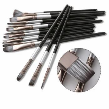 New Product 15 Pcs Set Painting Brush Three Colors Nylon Artistic Painting Brush