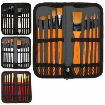 New OEM Portable Canvas Pack 10 PCS Nylon Hair Acrylic Oil Paint Brush Set For Students Beginner