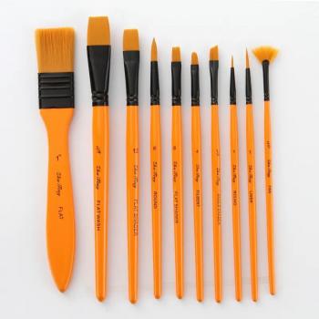 New OEM Portable Canvas Pack 10 PCS Nylon Hair Acrylic Oil Paint Brush Set For Students Beginner