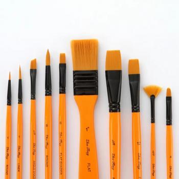 New OEM Portable Canvas Pack 10 PCS Nylon Hair Acrylic Oil Paint Brush Set For Students Beginner