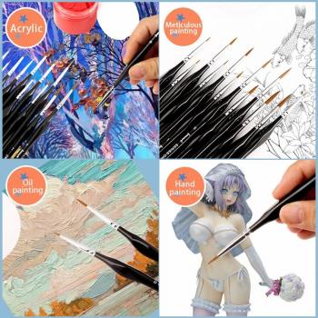 Professional Fine Line Oil Acrylic Painting Art Supplies Artist Paint Brush Set Drawing Pen With Nylon Hair Natural Wood Handle