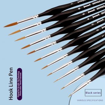 Professional Fine Line Oil Acrylic Painting Art Supplies Artist Paint Brush Set Drawing Pen With Nylon Hair Natural Wood Handle