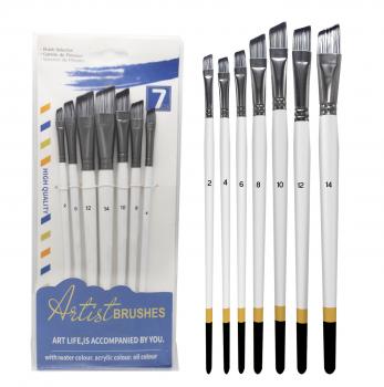 High Quality 7pcs White Color Art Paint Brush Set Watercolor Acrylic & Oil Painting Painting Brush Artist Paintbrush Set