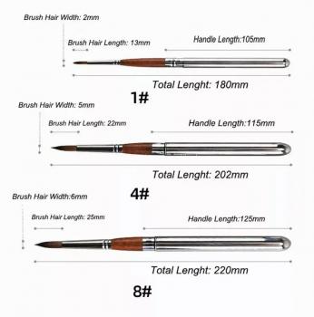 Hot Sale Round Travel Paint Brush Portable Professional Red Wood Acrylic Painting Brushes