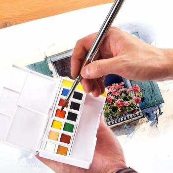 Hot Sale Round Travel Paint Brush Portable Professional Red Wood Acrylic Painting Brushes