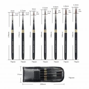 OEM Factory Price Travel Paint Brushes Set of 3 100% Kolinsky Sable Brushes Compact Travel Painting Brush Set