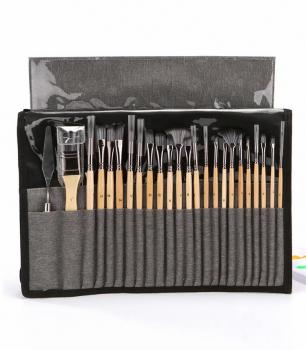 Hot Sale 24pcs Nylon Hair Paintbrush Set Silver Gray Rod Paintbrush Professional Synthetic Large Artist Brushes Oil