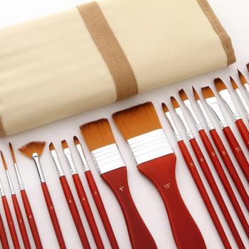 Hot Sale 24pcs Nylon Hair Paintbrush Set Silver Gray Rod Paintbrush Professional Synthetic Large Artist Brushes Oil