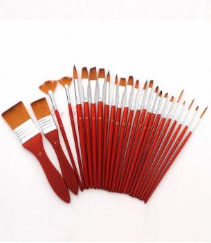 Hot Sale 24pcs Nylon Hair Paintbrush Set Silver Gray Rod Paintbrush Professional Synthetic Large Artist Brushes Oil