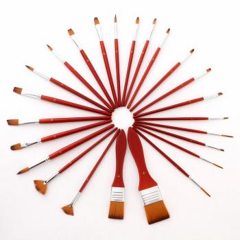 Hot Sale 24pcs Nylon Hair Paintbrush Set Silver Gray Rod Paintbrush Professional Synthetic Large Artist Brushes Oil
