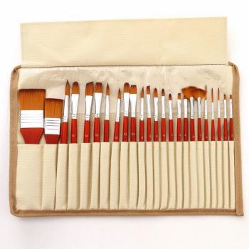 Hot Sale 24pcs Nylon Hair Paintbrush Set Silver Gray Rod Paintbrush Professional Synthetic Large Artist Brushes Oil