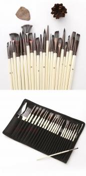 Hot Sale 24pcs Nylon Hair Paintbrush Set Silver Gray Rod Paintbrush Professional Synthetic Large Artist Brushes Oil
