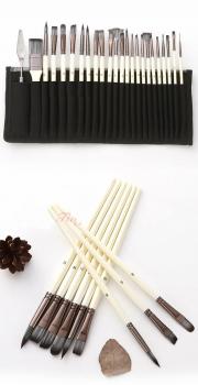 Hot Sale 24pcs Nylon Hair Paintbrush Set Silver Gray Rod Paintbrush Professional Synthetic Large Artist Brushes Oil - copy