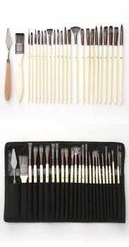 Hot Sale 24pcs Nylon Hair Paintbrush Set Silver Gray Rod Paintbrush Professional Synthetic Large Artist Brushes Oil - copy