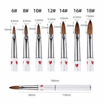 Professional 100% Kolinsky Acrylic Nail Brush Metal Handle Nail Art Manicure Tool Kolinsky Sable Nail Brush