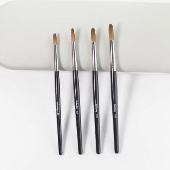2024 Classic Black Metal Handle Kolinsky Nail Brushes For Acrylic Nails Professional Manicure Size from 8 to 20 Factory Supply