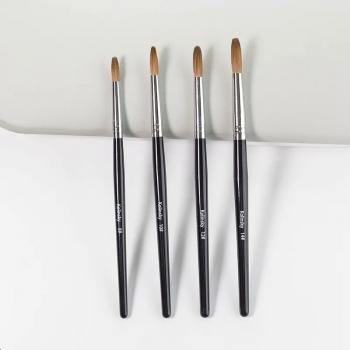 2024 Classic Black Metal Handle Kolinsky Nail Brushes For Acrylic Nails Professional Manicure Size from 8 to 20 Factory Supply
