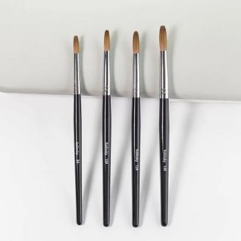 2024 Classic Black Metal Handle Kolinsky Nail Brushes For Acrylic Nails Professional Manicure Size from 8 to 20 Factory Supply