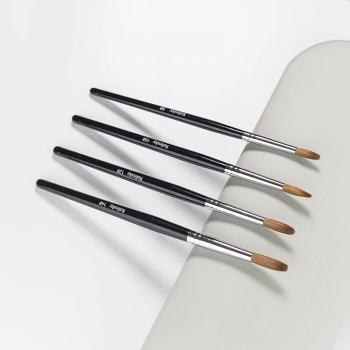 2024 Classic Black Metal Handle Kolinsky Nail Brushes For Acrylic Nails Professional Manicure Size from 8 to 20 Factory Supply