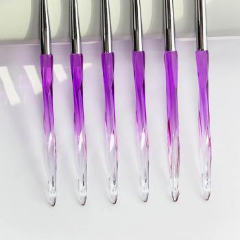 2024 Personalized Purple Acrylic Handle Round Oval 100% Pure Kolinsky Acrylic Nail Art Brushes 8 10 12 14 16 18
