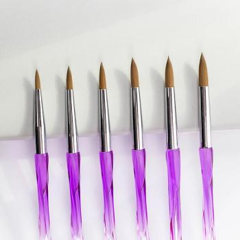 2024 Personalized Purple Acrylic Handle Round Oval 100% Pure Kolinsky Acrylic Nail Art Brushes 8 10 12 14 16 18