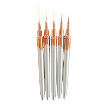 Hot Silver Private Label Needle Tube Striping Liner Nail Art Brushes Nylon Hair Painting Liner Nail Art Liner Brush 5 pcs