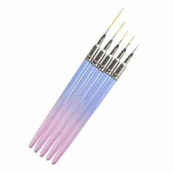Custom Hot Pink Metal Handle Manicure Thin Nail Gel Brush New Japanese Miniature Detail Liner Nail Art Brush Set
