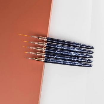 New Blue Marble Ultrafine Needle Liner Nail Brush Custom Nail Art Brushes Kolinsky 100% /Synthetic 5/7/9/11/15mm