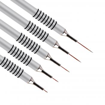 Custom Logo Private Label Nail Art Brushes Liner Metal Handle Pinceles Kolinsy Nails Liner 5pcs/Set Pink Gel Liner for Nails