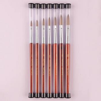 2024 100% Pure Kolinsky Nail Art Brush Wood Handle Custom Logo Kolinsky Nail Drawing Brush Acrylic Nail Brush
