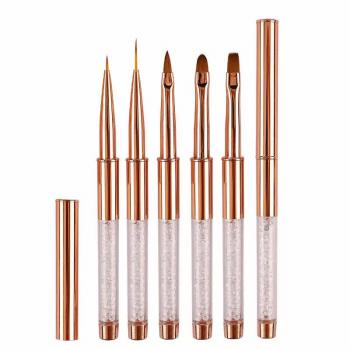 2024 New Wholesale Acrylic Nail Brush Custom Logo Rhinestone Handle Manicure Brush DIY Nail Art Liner Brush