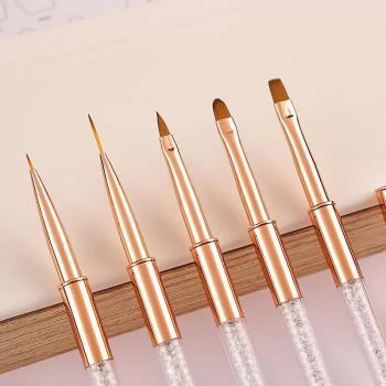 2024 New Wholesale Acrylic Nail Brush Custom Logo Rhinestone Handle Manicure Brush DIY Nail Art Liner Brush