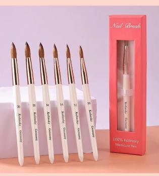 OEM Personalized 100% Kolinsky Acrylic Nail Brush Wood Handle Crimped Kolinsky Sable Nail Brush 8 10 12 14 16