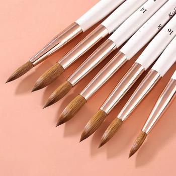 OEM Personalized 100% Kolinsky Acrylic Nail Brush Wood Handle Crimped Kolinsky Sable Nail Brush 8 10 12 14 16