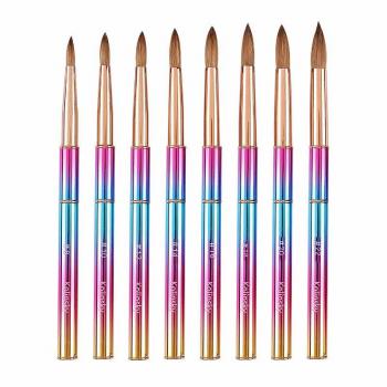 Factory Wholesale Customized Logo 100% Kolinsky Acrylic Brush Metal Color Gradient Handle 3d Nail Brush Acrylic Brush