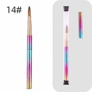 Factory Wholesale Customized Logo 100% Kolinsky Acrylic Brush Metal Color Gradient Handle 3d Nail Brush Acrylic Brush