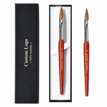 New 100% Pure Kolinsky Nail Art Brush Wood Handle Custom Logo Kolinsky Nail Painting Drawing Brush Acrylic Nail Brush