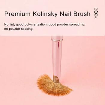 Factory Wholesale Custom Logo Metal Crimped Acrylic Nail Brush Neon Color 2-18 Pure Kolinsky Acrylic Nail Brush