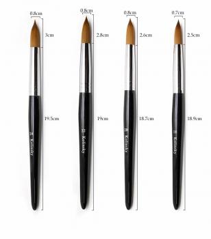 Professional Private Label with Black wooden Handle Pure 100% Kolinsky Hair Acrylic Nail Brush Size 14 #16 #18 #20 #22