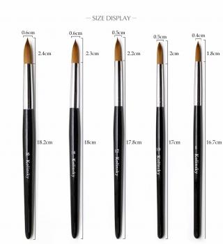 Professional Private Label with Black wooden Handle Pure 100% Kolinsky Hair Acrylic Nail Brush Size 14 #16 #18 #20 #22